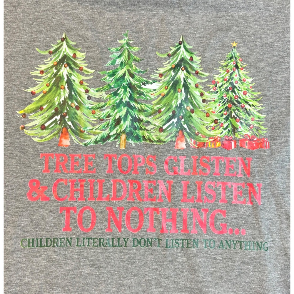 Tree Tops Glisten Funny Christmas Humor Teacher Graphic T-Shirt Unisex 2XL Gray